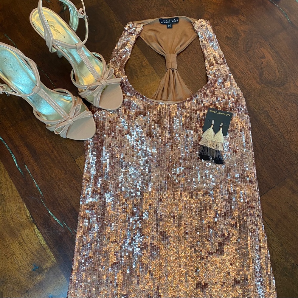 Maria Bianca Nero Pink Sequins Mini Dress